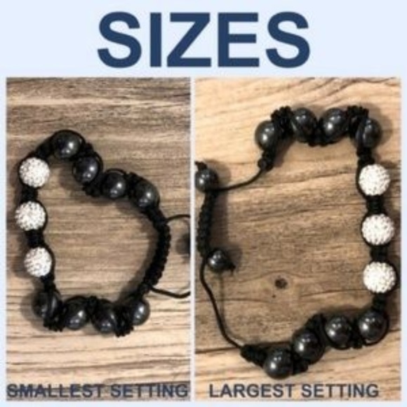 NEW Black Hematite Agate & Glass Crystal Bracelet - Picture 6 of 6